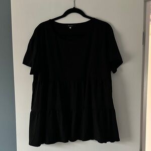 Elegant Black Short Sleeve Peplum Top